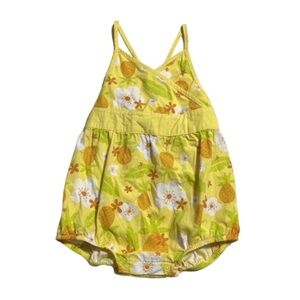 Vintage 2003 Gymboree floral pineapple 🍍 print bubble romper 6-9 months